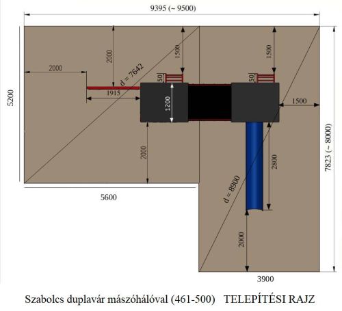 Szabolcs duplavár mászóhálóval (fém) telepítési rajz